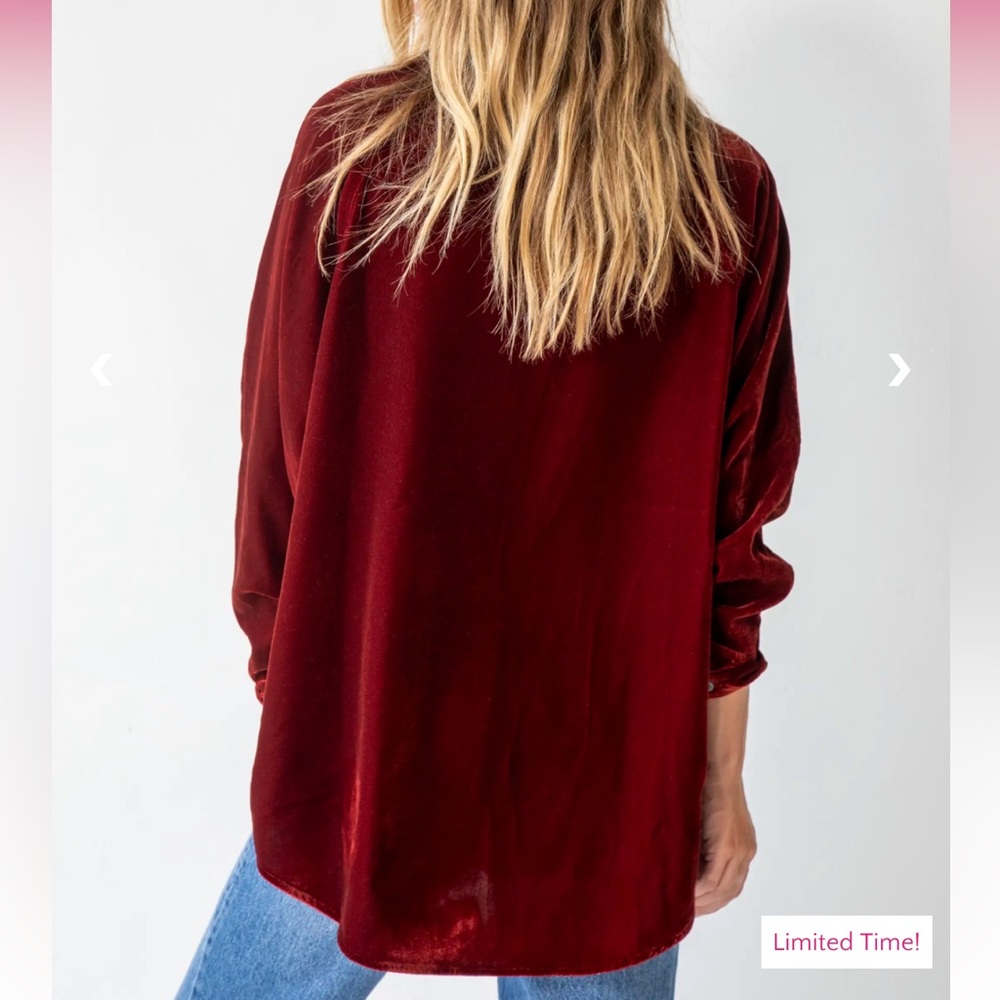 Natural Life Laid Back Velvet Button Down - Rust Size XS - Picture 6 of 9
